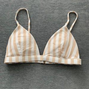 Hollister Beige/White Stripe Triangle Bikini top